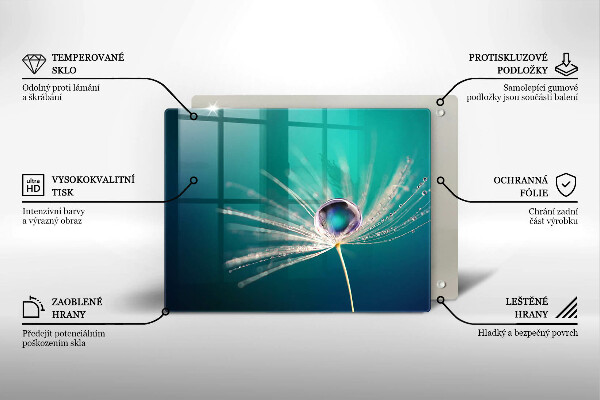 Tábua de cortar de vidro Orvalho em um dente-de-leão