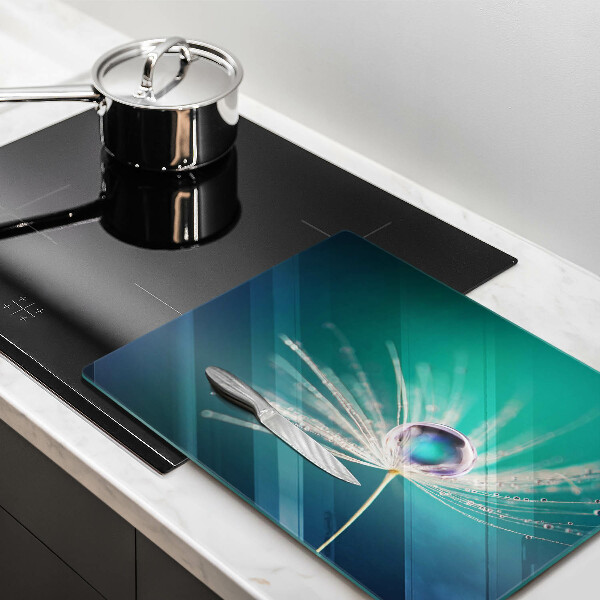 Tábua de cortar de vidro Orvalho em um dente-de-leão