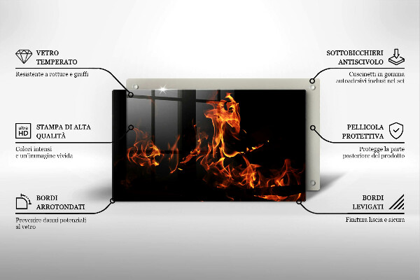 Tábua para cozinha Fogo chama viva