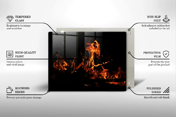 Tábua para cozinha Fogo chama viva