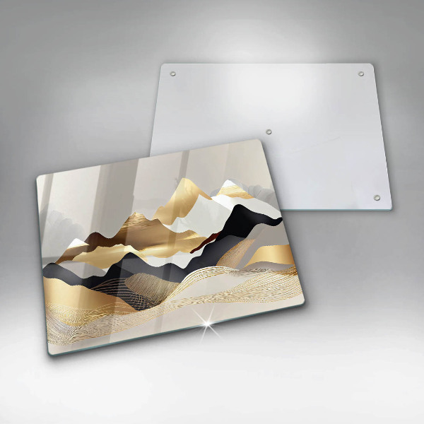 Tábua para cozinha Abstração montanhas douradas