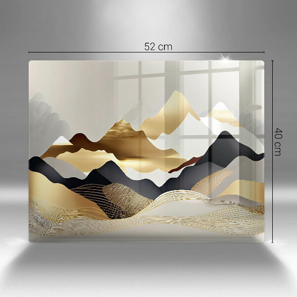 Tábua para cozinha Abstração montanhas douradas