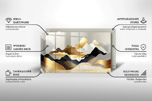 Tábua para cozinha Abstração montanhas douradas