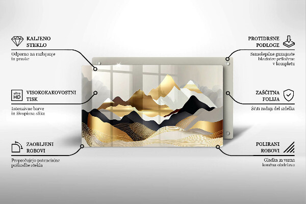 Tábua para cozinha Abstração montanhas douradas