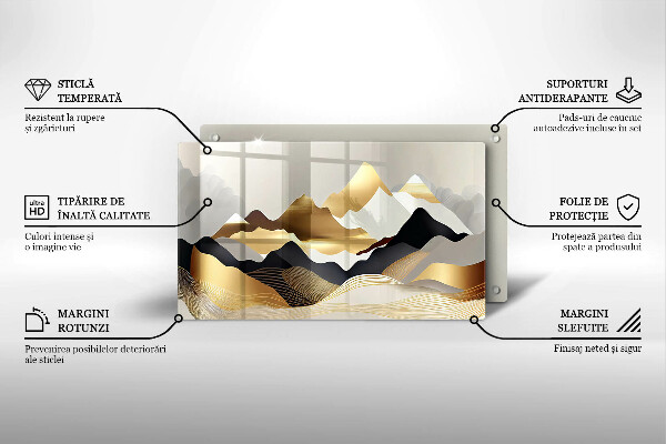 Tábua para cozinha Abstração montanhas douradas