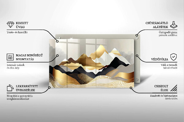 Tábua para cozinha Abstração montanhas douradas