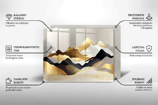Tábua para cozinha Abstração montanhas douradas