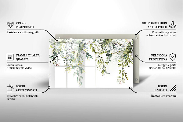 Tábua para cozinha Folhas e flores decorativas