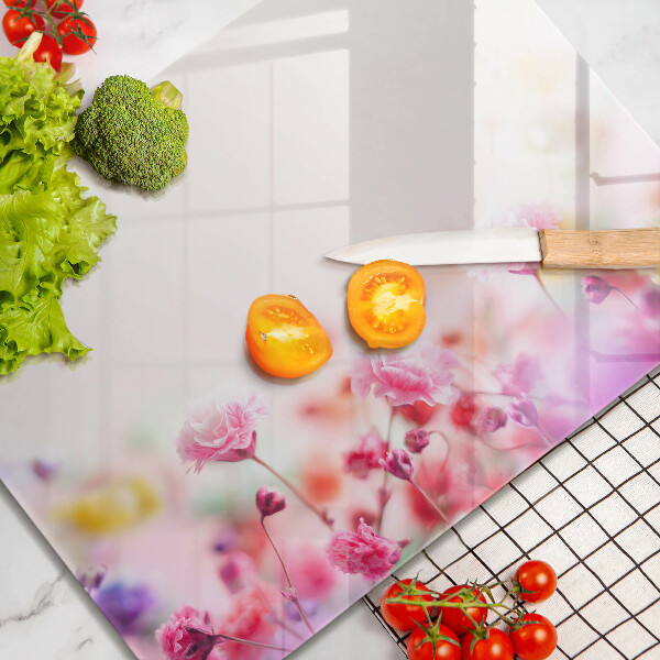 Tábua de corte de vidro Prado de flores