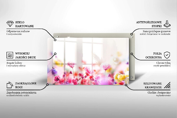 Tábua de corte de vidro Prado de flores