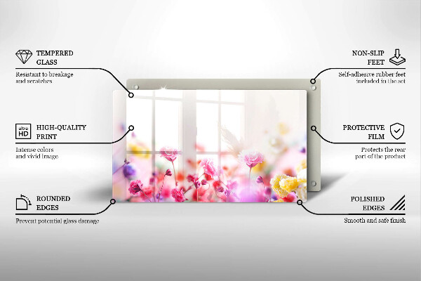 Tábua de corte de vidro Prado de flores