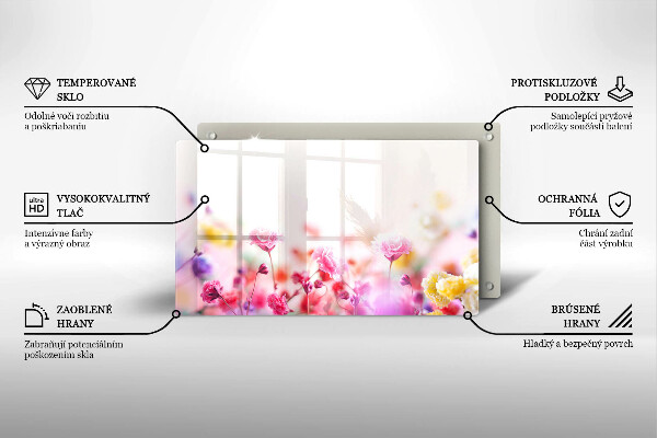 Tábua de corte de vidro Prado de flores