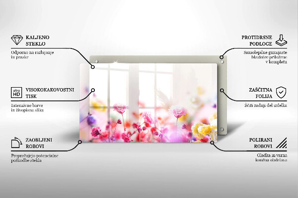 Tábua de corte de vidro Prado de flores