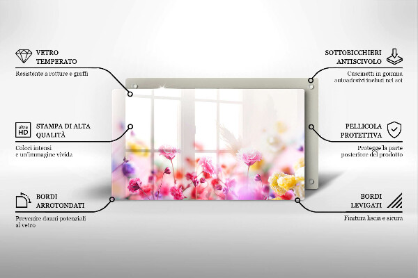 Tábua de corte de vidro Prado de flores