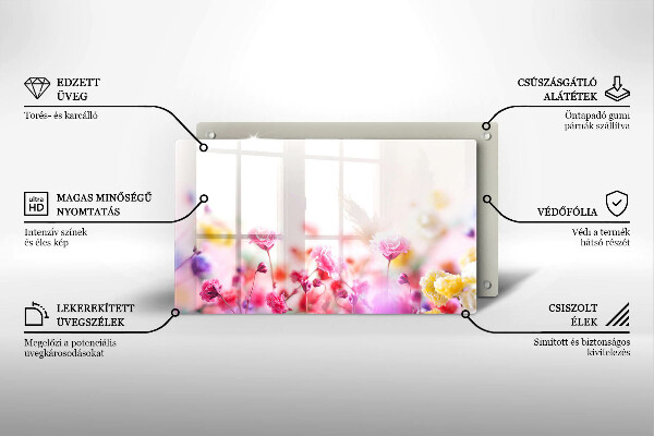 Tábua de corte de vidro Prado de flores