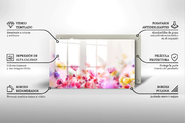 Tábua de corte de vidro Prado de flores