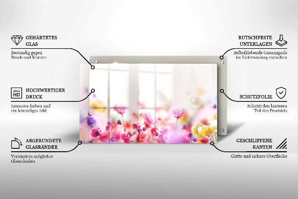 Tábua de corte de vidro Prado de flores