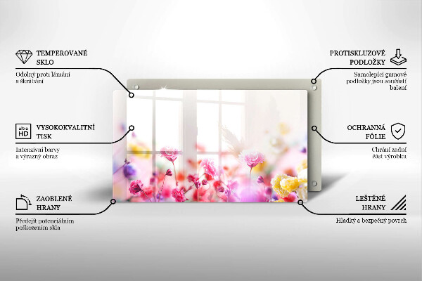 Tábua de corte de vidro Prado de flores