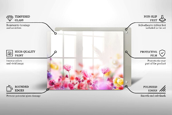 Tábua de corte de vidro Prado de flores