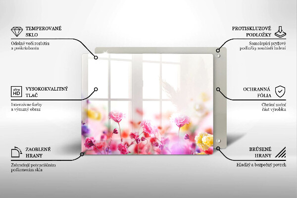 Tábua de corte de vidro Prado de flores