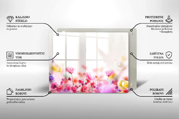 Tábua de corte de vidro Prado de flores