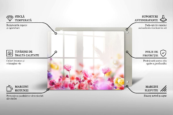 Tábua de corte de vidro Prado de flores