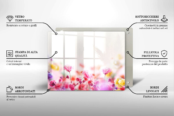 Tábua de corte de vidro Prado de flores