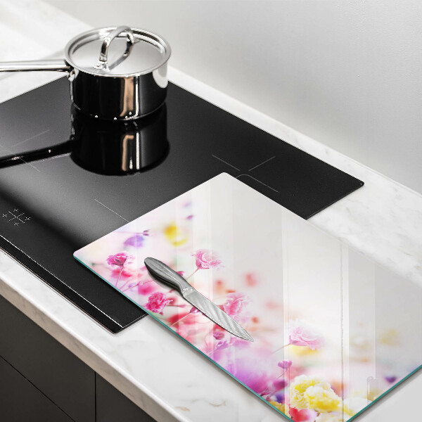 Tábua de corte de vidro Prado de flores