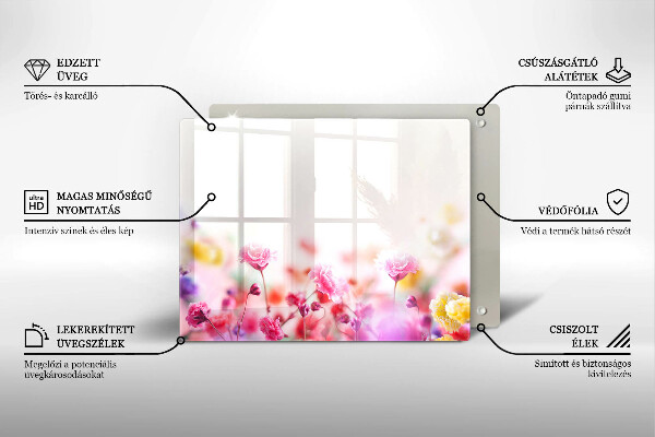 Tábua de corte de vidro Prado de flores