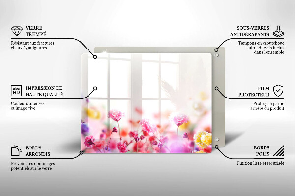 Tábua de corte de vidro Prado de flores