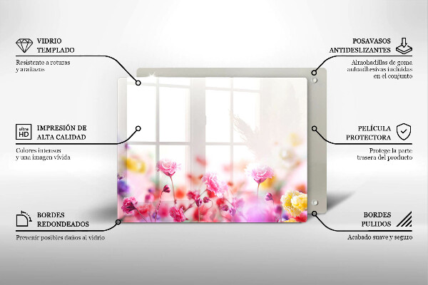 Tábua de corte de vidro Prado de flores