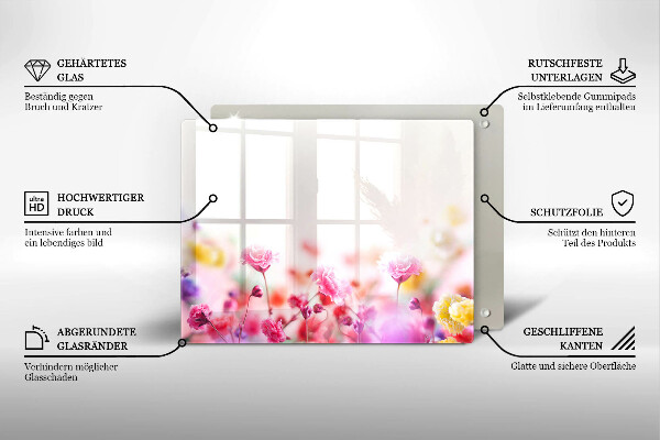 Tábua de corte de vidro Prado de flores