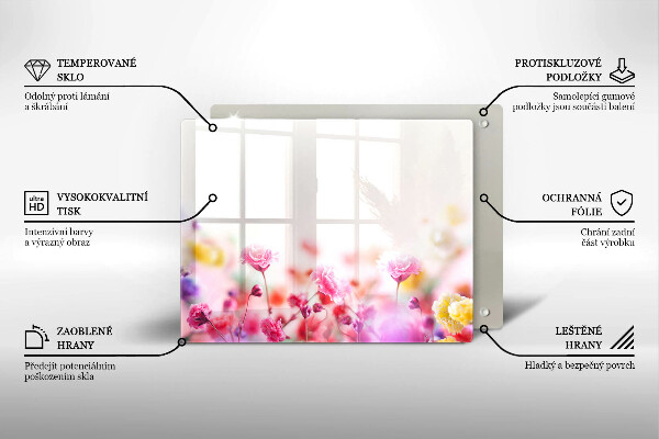 Tábua de corte de vidro Prado de flores