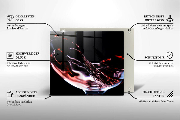 Tábua para cozinha Um copo de vinho tinto