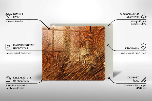 Tábua para cozinha Anéis de árvores de madeira