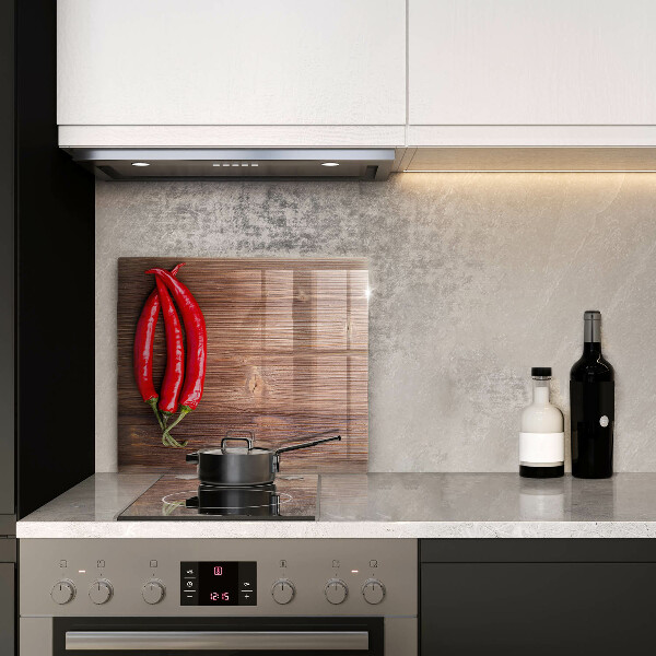 Tábua de vidro Pimentas na madeira