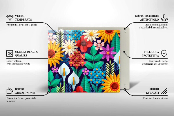 Tábua cozinha Ilustração de um prado de flores