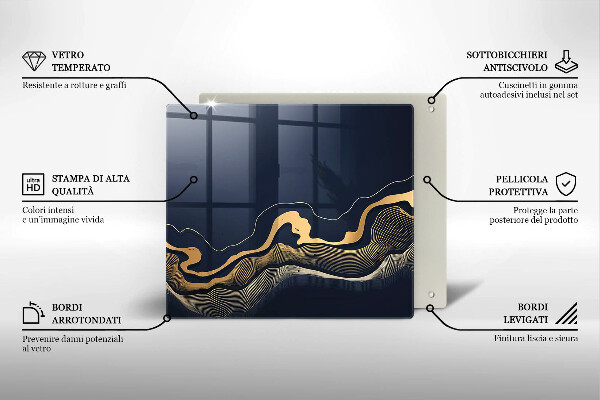 Tábua para cozinha Linhas douradas abstratas