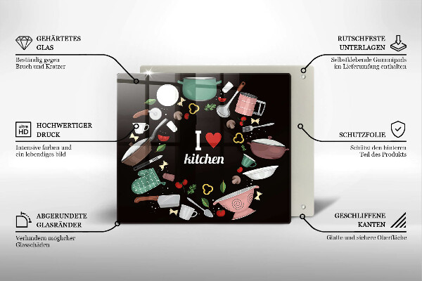 Tábua de cortar Eu amo ilustração de cozinha