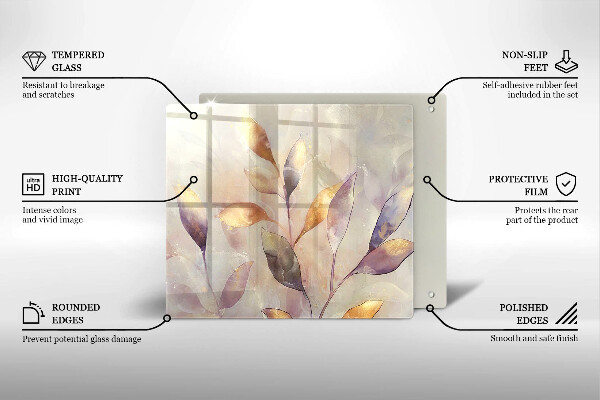 Tábua corte Folhas boho pintadas