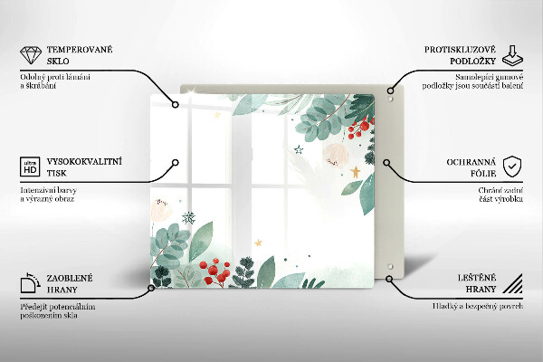 Tábua de vidro Folhas de aquarela