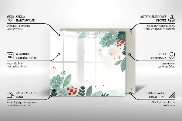 Tábua de vidro Folhas de aquarela