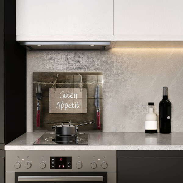 Tábua de vidro Placa Guten Apetit nos painéis