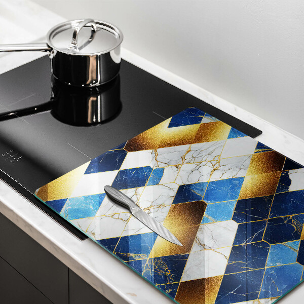 Tábua de vidro Mármore losango dourado