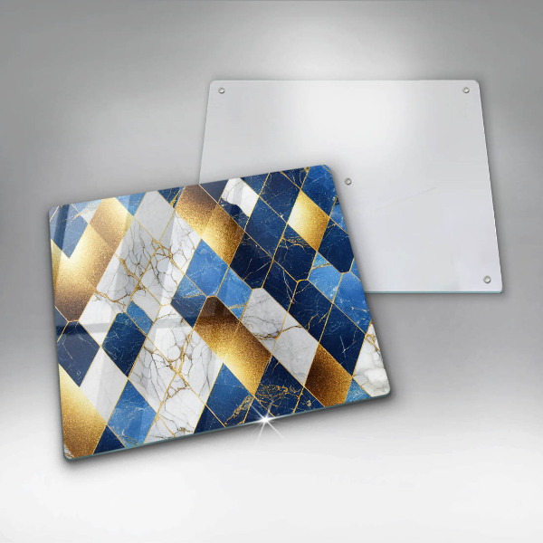 Tábua de vidro Mármore losango dourado