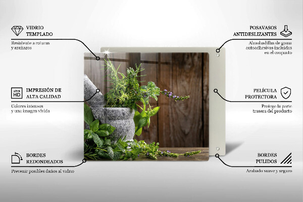 Tábua de vidro Ervas verdes