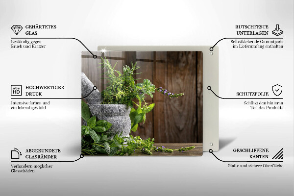 Tábua de vidro Ervas verdes