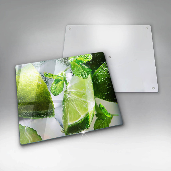 Tábua de vidro Água com limão e gelo