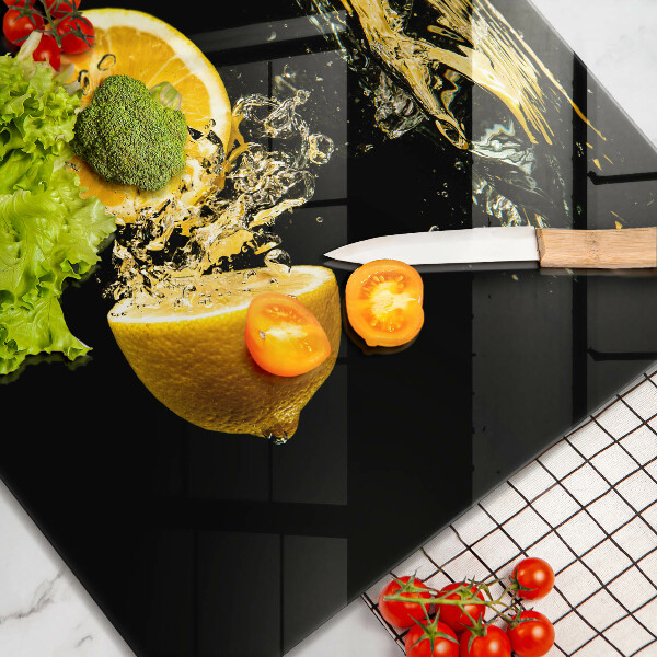 Tábua de corte de vidro Fruta limão suculenta