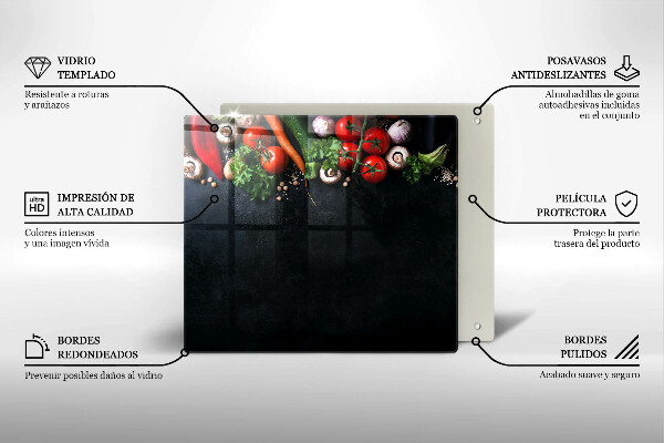 Tábua de vidro Vegetais coloridos